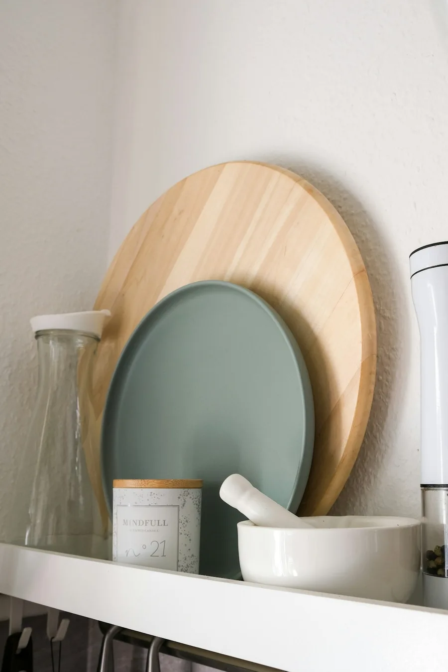 Ceramics arranged on a shelf